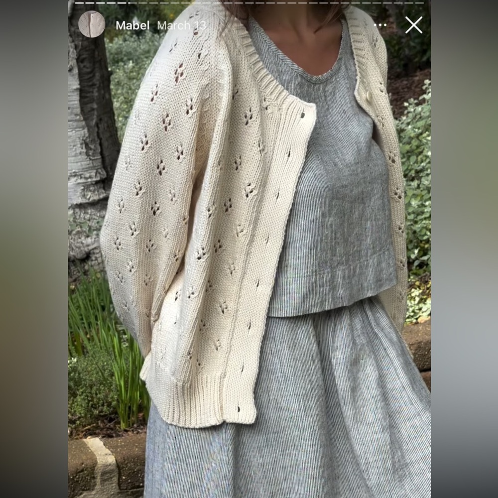 Gillian Stevens Mabel Pointelle Cardigan in Cream SMALL FLAW - Picture 12 of 15